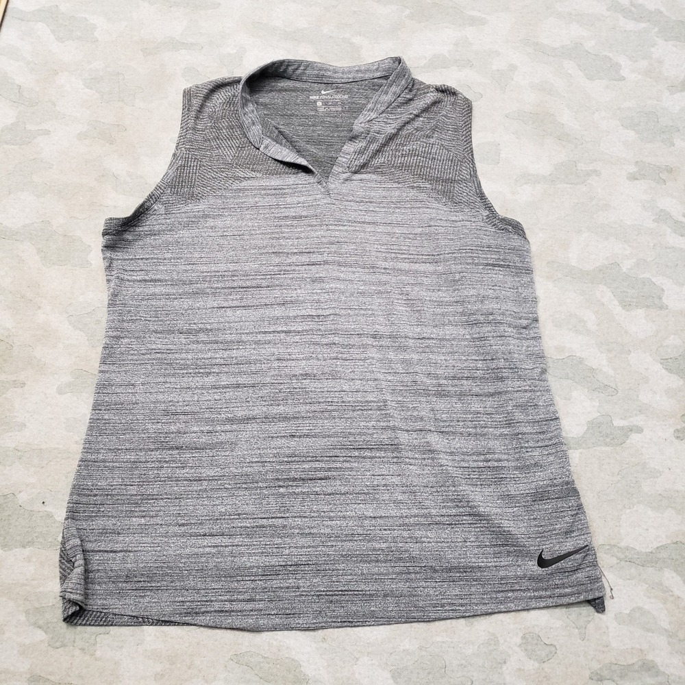 Nike Top Womens XL Gray V-Neck Sleeveless Sportswear Tennis Golf Outdoors